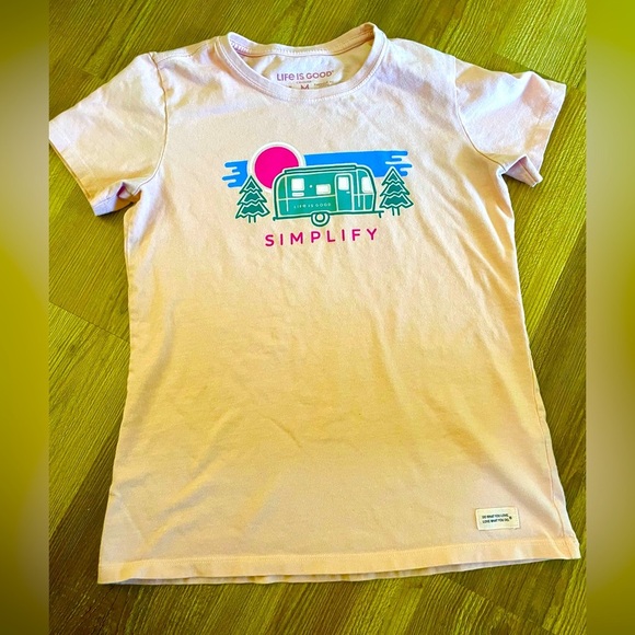 Life is Good Pink Graphic Simplify Pink T-Shirt Tee Size M - Picture 2 of 9